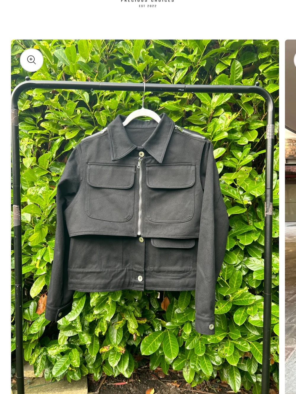 Black Cropped Utility Detachable Vest Denim Jacket